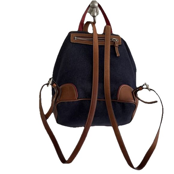 VGUC Vintage Coach Denim Day Chambray Brown Leather Trim backpack 9” X 11” - Picture 6 of 14